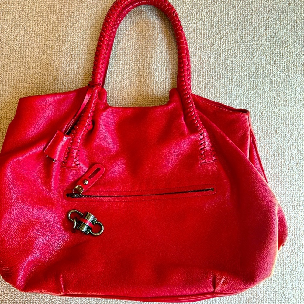 FERRAGAMO cherry red shoulder bag.